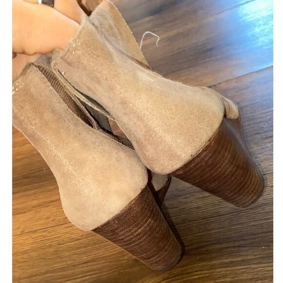 EUC Jessica Simpson Ciandra Wedge Ankle Booties Size 8 Taupe Suede Leather - Picture 4 of 13